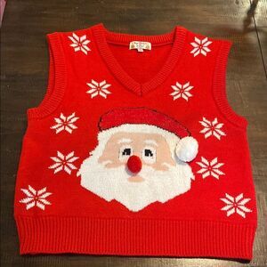 Festive Red Santa Sweater Vest Merry Christmas by Poof
